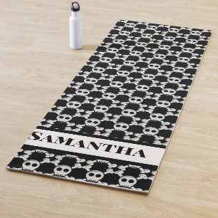 Schwarze und weiße Schädel und Kreuze Yogamatte