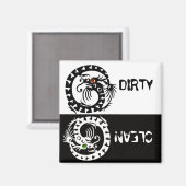 SCHWARZE UND WEISSE SCHLANKE DRAGONEN SCHMUTZKLEIN MAGNET (Vorderseite/Rückseite)