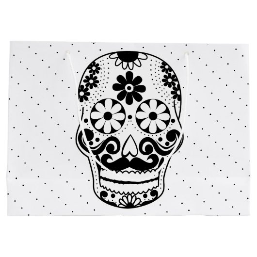 Schwarze und weiße Schnurrbart Zucker schwarze Pun Große Geschenktüte (Rückseite)