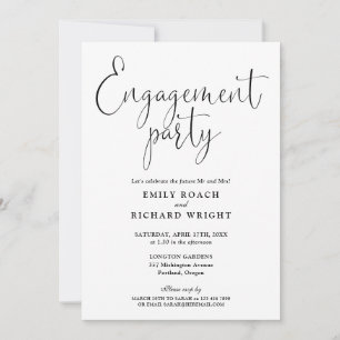 Schwarze und weiße Schrift Engagement-Party Einladung