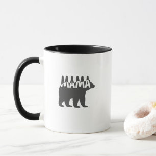 Schwarze und weiße Silhouette der Mama-Bärin Tasse
