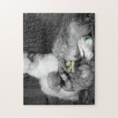 Schwarze und weiße Silkie-Hühner mit gelben Hühner Puzzle (Vertikal)