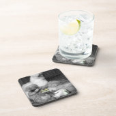 Schwarze und weiße Silkie-Hühner mit gelben Hühner Untersetzer (Rechte Seite)