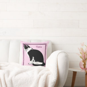 Schwarze und weiße Smokingkatze Personalisiert Kissen