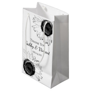 Schwarze und weiße Sonnenblumen Danke für Ihre Hoc Kleine Geschenktüte