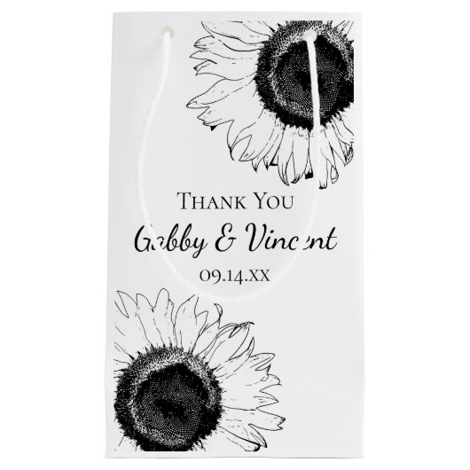 Schwarze und weiße Sonnenblumen Danke für Ihre Hoc Kleine Geschenktüte (Vorderseite)