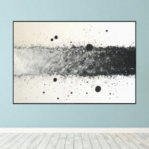 Schwarze und weiße Sprenkelband-Abstrakt-Wandkunst Leinwanddruck