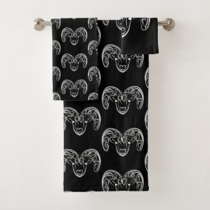 Schwarze und weiße Stammziege / Schafe Badhandtuch Set