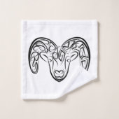 Schwarze und weiße Stammziege / Schafe Badhandtuch Set (Waschlappen)