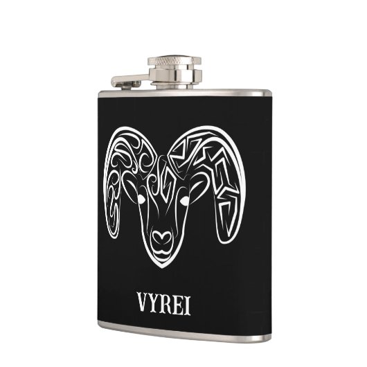 Schwarze und weiße Stammziege / Schafe Flachmann (Links)