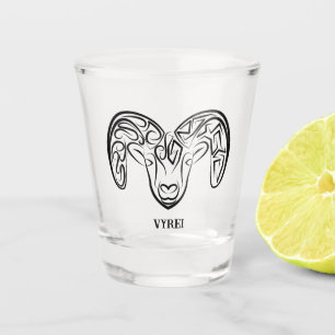 Schwarze und weiße Stammziege / Schafe Schnapsglas