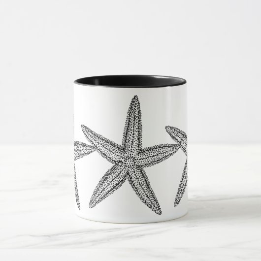 SCHWARZE UND WEISSE STARFISH-DESIGN TASSE (Zentrum)