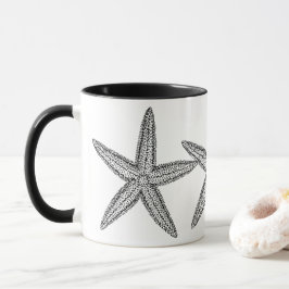 SCHWARZE UND WEISSE STARFISH-DESIGN TASSE