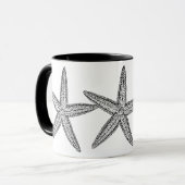 SCHWARZE UND WEISSE STARFISH-DESIGN TASSE (Vorderseite Links)
