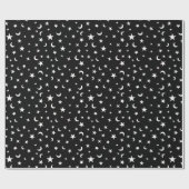 Schwarze und weiße Sterne und Mond Geschenkpapier (Flach)