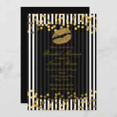 Schwarze und weiße Streifen Gold Lippen Kuss Einladung (Vorne/Hinten)