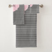 Schwarze und weiße Streifen in Monogramm mit Paste Badhandtuch Set (Insitu)