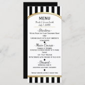 Schwarze und weiße Streifen mit goldener Speisekar Menükarte (Vorne/Hinten)