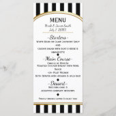 Schwarze und weiße Streifen mit goldener Speisekar Menükarte (Vorderseite)