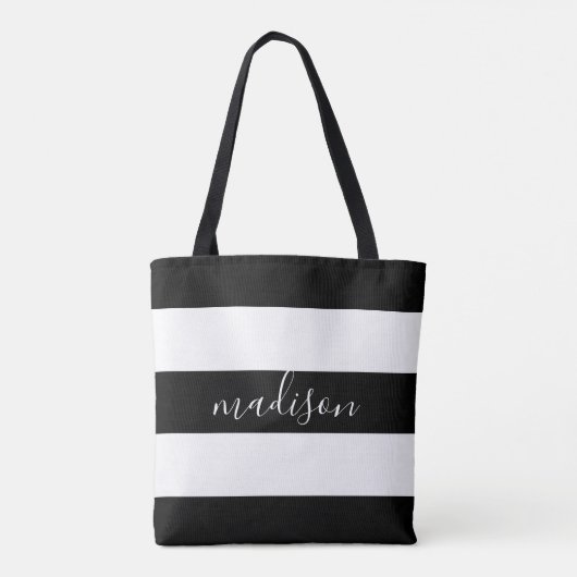 Schwarze und weiße Streifen mit Namensschild Tasche (Rückseite)