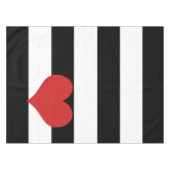 Schwarze und weiße Streifen mit rotem Herzen Tischdecke (Vorderseite (Horizontal))