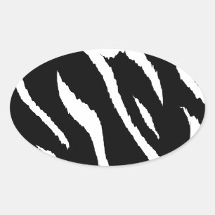 Schwarze und weiße Streifen Ovaler Aufkleber
