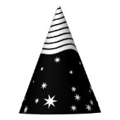 Schwarze und weiße Streifen und Stars Partyhütchen (Vorderseite)