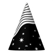 Schwarze und weiße Streifen und Stars Partyhütchen (Links)