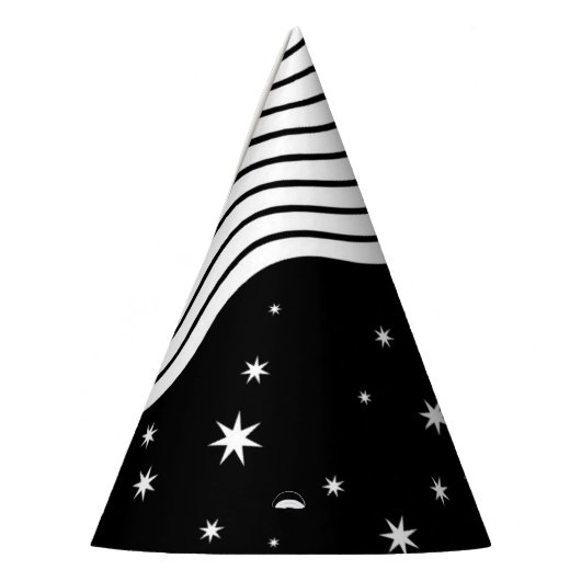 Schwarze und weiße Streifen und Stars Partyhütchen (Links)