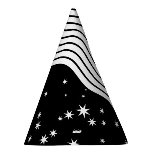 Schwarze und weiße Streifen und Stars Partyhütchen (Rechts)