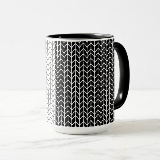 SCHWARZE UND WEISSE STRICK Große schwarze Combo-Ta Tasse (VorderseiteRechts)