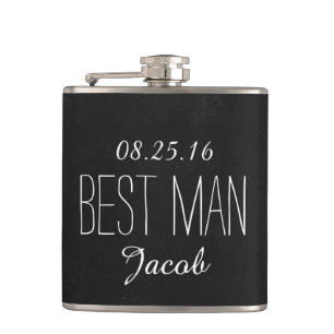 Schwarze und weiße Tafel Best Man Flachmann