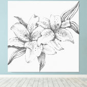 Schwarze und Weiße Tiger Leinwanddruck (Insitu (Holzboden))