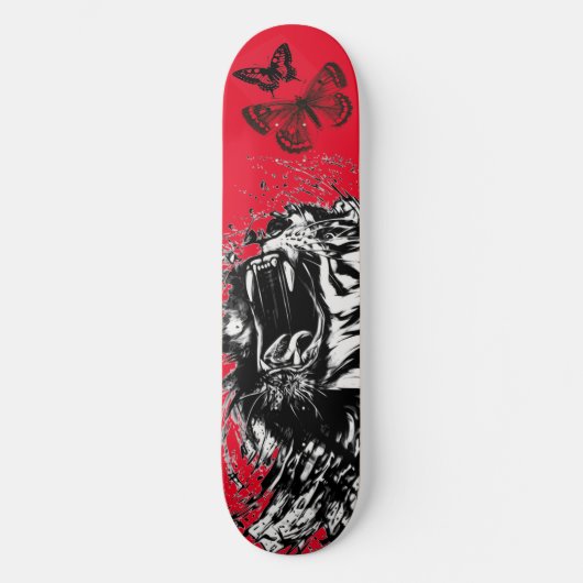 SCHWARZE UND WEISSE TIGER SKATEBOARTE IN ROT SKATEBOARD (Vorderseite)