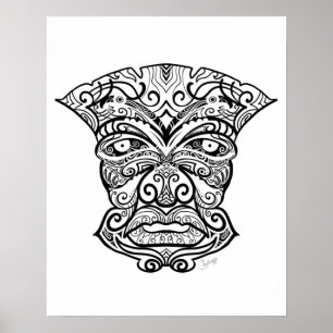 Schwarze und weiße Tiki-Maske Poster