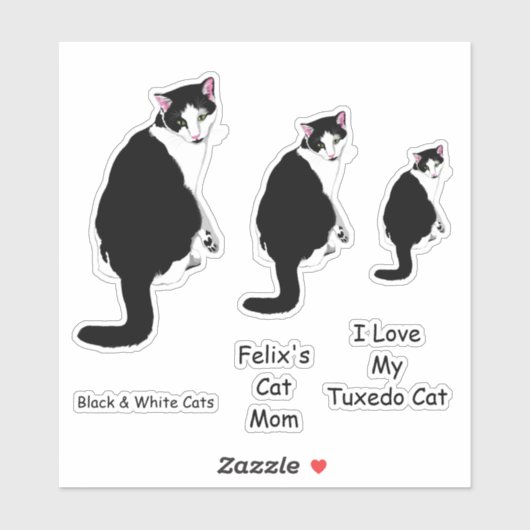 Schwarze und weiße Tuxedo Katzen Aufkleber (Blatt)