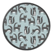 Schwarze und weiße Tuxedo Katzen Eishockey Puck (Vorderseite)