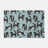 Schwarze und weiße Tuxedo Katzen Fußmatte (Vorderseite)