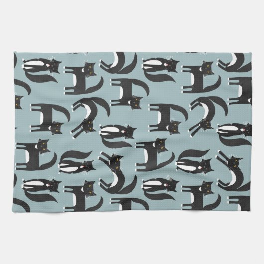 Schwarze und weiße Tuxedo Katzen Geschirrtuch (Horizontal)