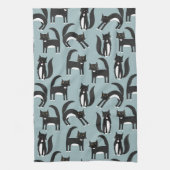 Schwarze und weiße Tuxedo Katzen Geschirrtuch (Vertikal)