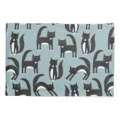 Schwarze und weiße Tuxedo-Katzen Kissenbezug (Rückseite-Links)