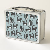 Schwarze und weiße Tuxedo-Katzen Metall Brotdose (Rückseite)