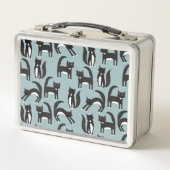 Schwarze und weiße Tuxedo-Katzen Metall Brotdose (Vorderseite)