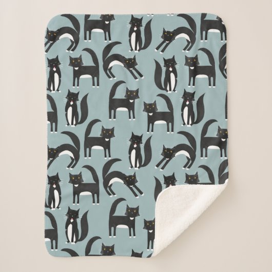 Schwarze und weiße Tuxedo-Katzen Sherpadecke (Vorderseite)