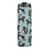 Schwarze und weiße Tuxedo Katzen Thermosbecher (Vorderseite)