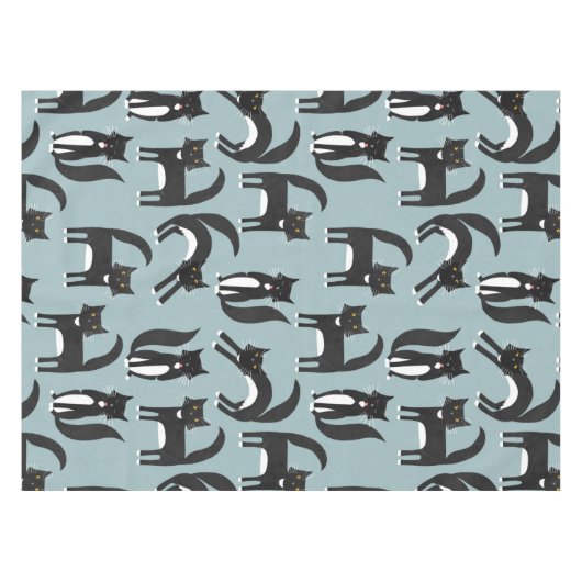 Schwarze und weiße Tuxedo Katzen Tischdecke (Vorderseite (Horizontal))