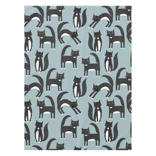 Schwarze und weiße Tuxedo Katzen Tischdecke (Vorderseite)