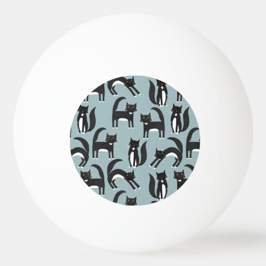 Schwarze und weiße Tuxedo Katzen Tischtennisball (Rückseite)