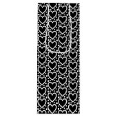 SCHWARZE UND WEISSE VALENTINSTAG HERZEN GESCHENKTÜTE FÜR WEINFLASCHEN (Vorderseite)