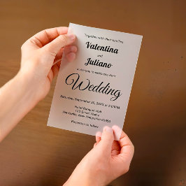 Schwarze und weiße Vellum-Hochzeitseinladung Pergament Einladungen